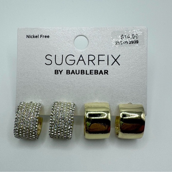 Set of Earrings NEW Surarfix by Baublebar Thick Gold Hoops Nickle Free - Picture 6 of 7